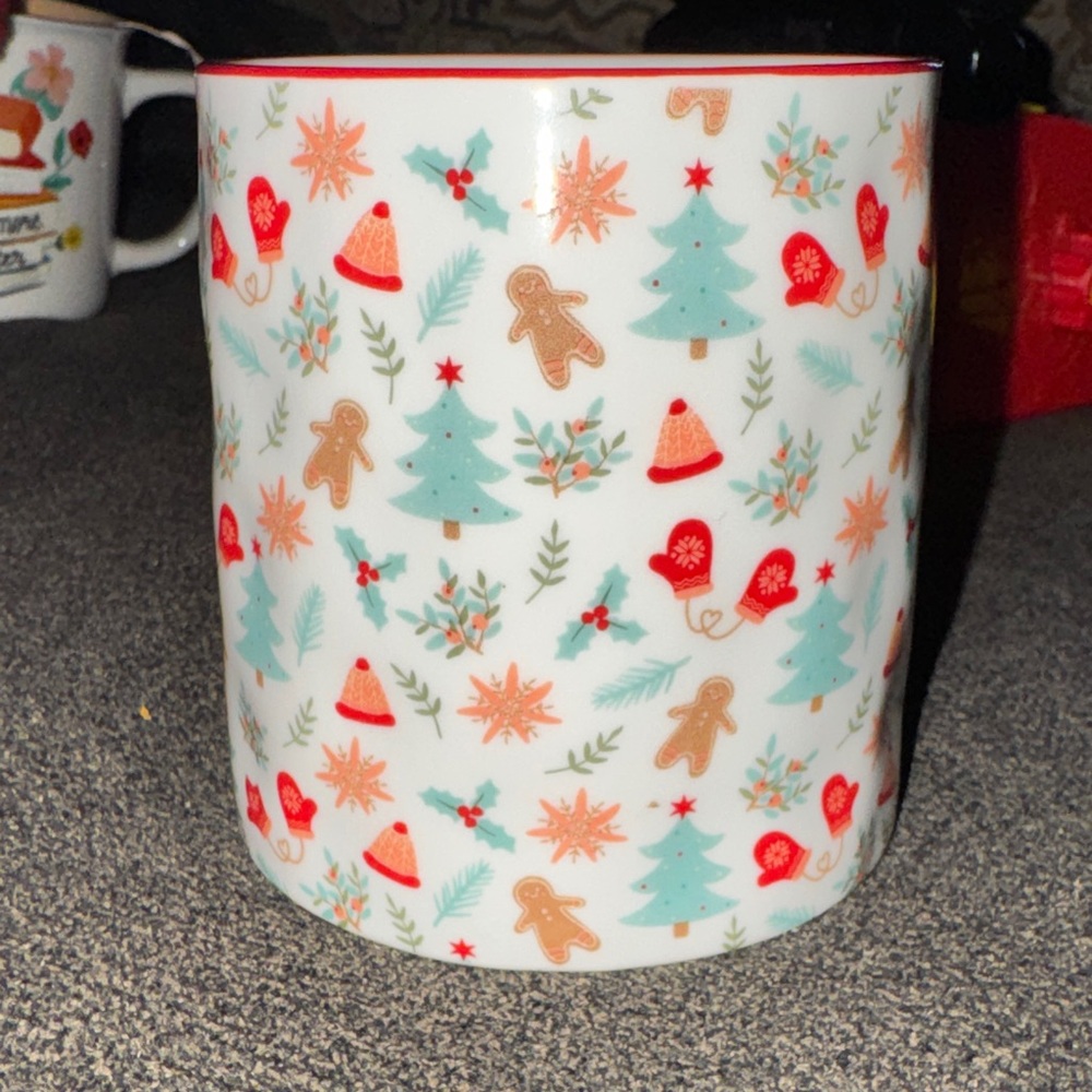 Festive Holiday Mug with Red Handle - Picture 2 of 4